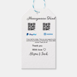 Honeymoon fund venomo paypal donation Q R couple Gift Tags