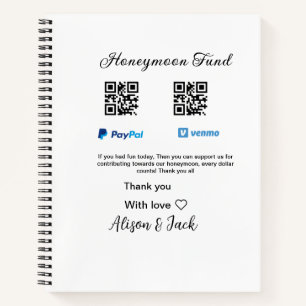 Honeymoon fund venomo paypal donation Q R couple Notebook