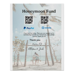 Honeymoon fund venomo paypal donation Q R couple Poster