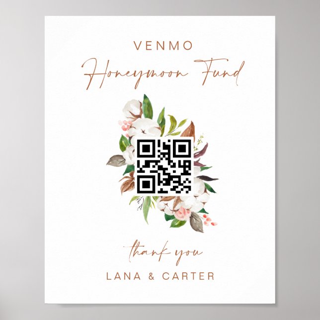 Honeymoon Fund Wedding Cash Gift Table Sign (Front)