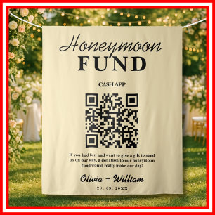 Honeymoon Fund Wedding QR Butter Yellow Backdrop Tapestry