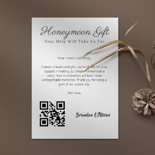 Honeymoon Fund Wedding Registry Gift Qr Code Invitation (Honeymoon Fund Wedding Registry Gift Qr Code Invitation)