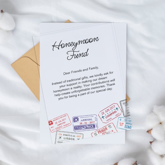 Honeymoon Fund Wedding Registry Travel Request Acrylic Invitations (Honeymoon Fund Wedding Registry Travel Request Acrylic Invitations)