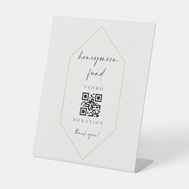 Honeymoon Fund Wedding Scan Cash Gift C100 Pedestal Sign (Front)