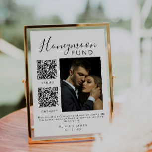Honeymoon Fund Wedding Sign Photo QR Code Invitation