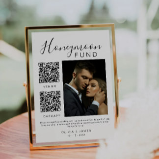 Honeymoon Fund Wedding Sign Photo QR Code Invitation