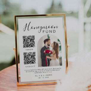Honeymoon Fund Wedding Sign QR Code Venmo & Cash Invitation