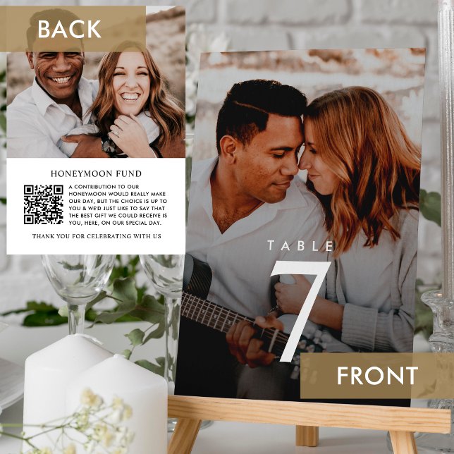 Honeymoon Fund Wedding Table Number QR Code Modern (Creator Uploaded)