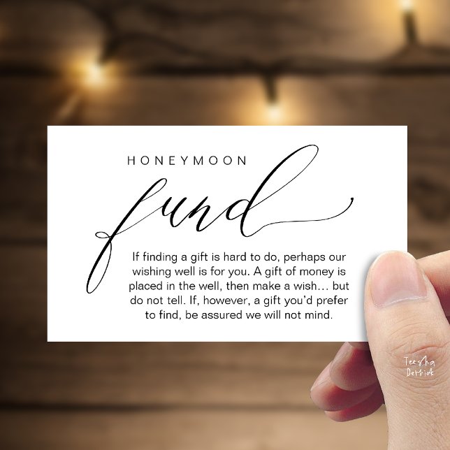 Honeymoon Fund Wishing Well, Wish, A Note On Gifts Enclosure Card (Honeymoon Fund Wishing Well, Wish, A Note On Gifts Enclosure Card in Black White)