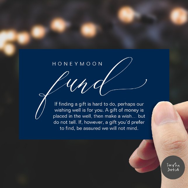 Honeymoon Fund Wishing Well, Wish, A Note On Gifts Enclosure Card (Honeymoon Fund Wishing Well, Wish, A Note On Gifts Enclosure Card in Navy Blue)