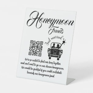 Honeymoon Funding QR Code Wedding Pedestal Sign