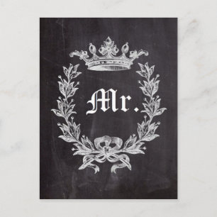 Honeymoon Groom chalkboard wedding Mr Postcard