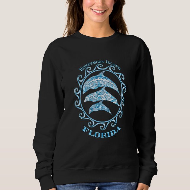Honeymoon Island Florida Tribal Dolphins Ocean Ani Sweatshirt (Front)