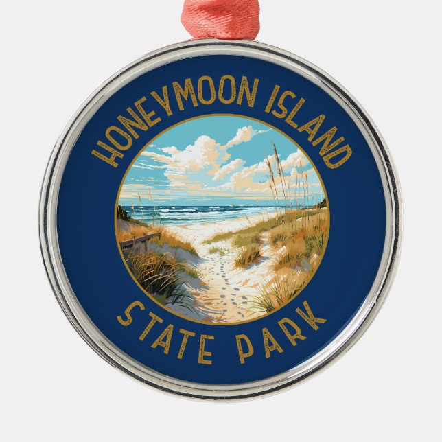Honeymoon Island State Park Retro Distressed Metal Tree Decoration (Front)