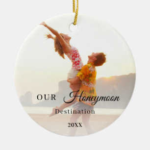 Honeymoon photo ceramic tree decoration