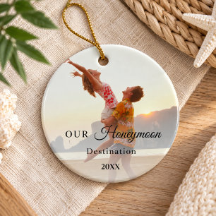 Honeymoon photo ceramic tree decoration