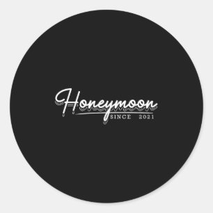 Honeymoon Shirt Bride Groom Couple Wedding 2021  Classic Round Sticker
