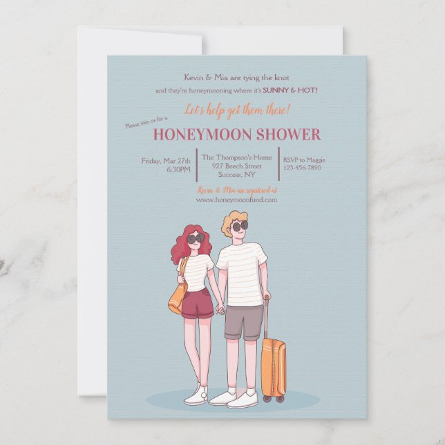 Honeymoon Shower Blue Invitation  (Front)