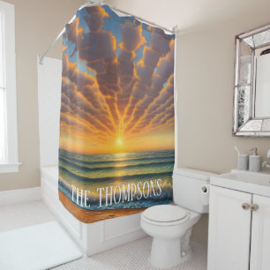 Honeymoon Sunset at a Beautiful Beach Shower Curtain