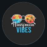 Honeymoon Vibes Couples Vacation Wedding Bride Gro Classic Round Sticker<br><div class="desc">Honeymoon Vibes Couples Vacation Wedding Bride Groom</div>