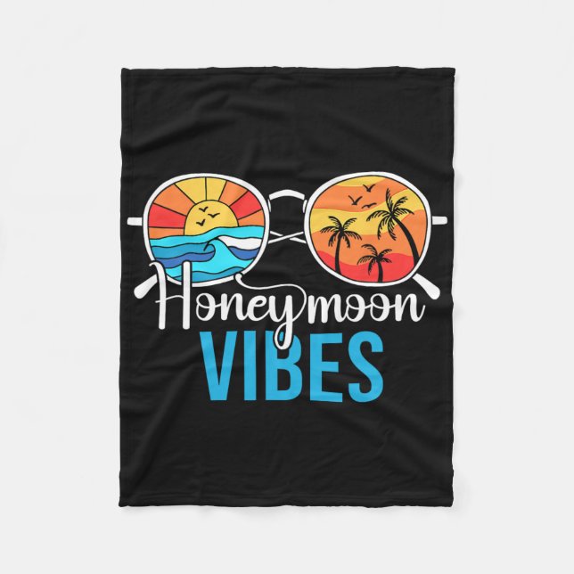 Honeymoon Vibes Couples Vacation Wedding Bride Gro Fleece Blanket (Front)