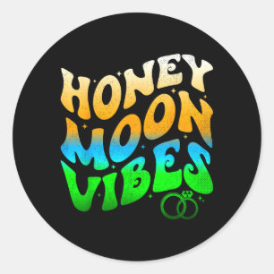 Honeymoon Vibes Newlywed Couples Married Retro Classic Round Sticker