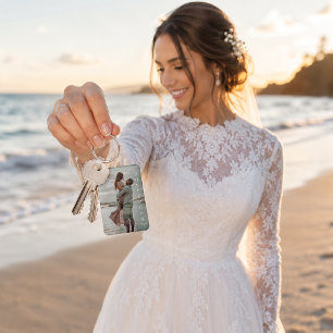 Honeymoon Wedding Custom Photo Destination Year Key Ring