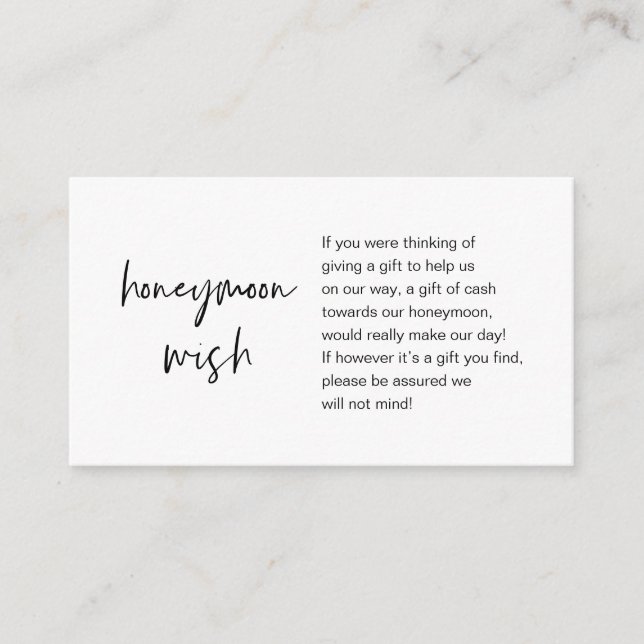 Honeymoon Wish and Fund, Modern Script Enclosure Card (Front)
