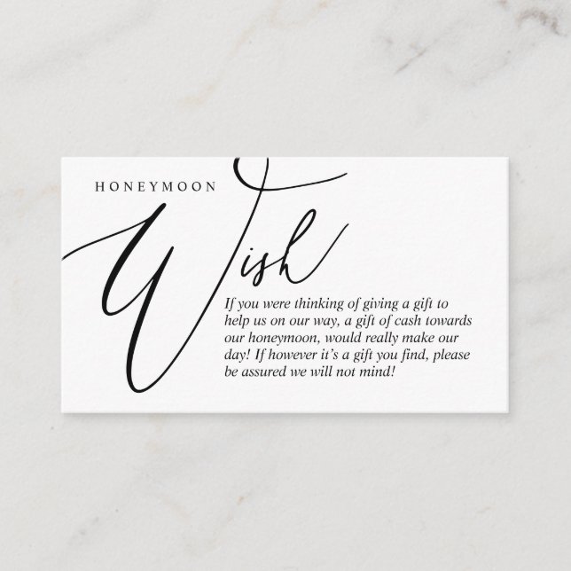 Honeymoon Wish, Cash, Modern Elegance Enclosure Card (Front)