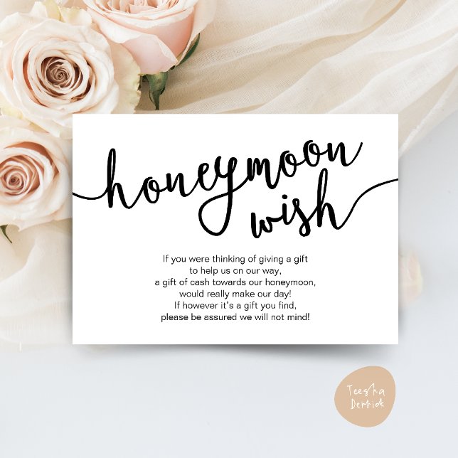  Honeymoon Wish Fund Cash, Modern Rustic Wedding Enclosure Card (Honeymoon Wish Fund Cash, Modern Rustic Wedding Enclosure Card in Black White)