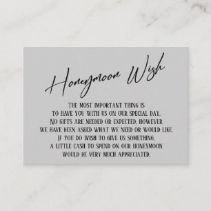 Honeymoon Wish Modern Handwriting Light Grey Enclosure Card