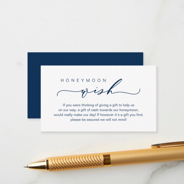 Honeymoon Wish, Modern romantic design Enclosure Card (Front/Back In Situ)