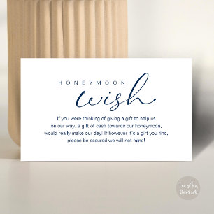Honeymoon Wish, Modern Romantic Wedding Enclosure Card