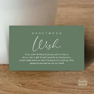 Honeymoon Wish, Modern Romantic Wedding Enclosure Card