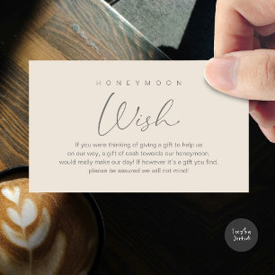 Honeymoon Wish, Modern Romantic Wedding Enclosure Card