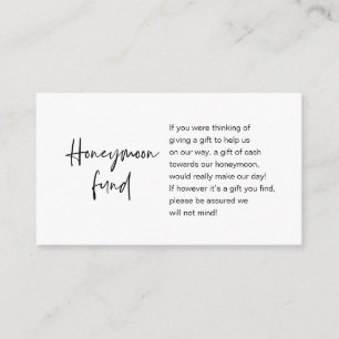 Honeymoon Wish or Fund, Modern Script Enclosure Card