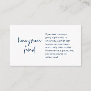 Honeymoon Wish or Fund, Modern Script Enclosure Card