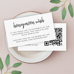 Honeymoon Wish   QR Code Wedding Registry White Enclosure Card