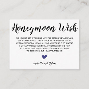 Honeymoon Wish Wedding Insert Cards