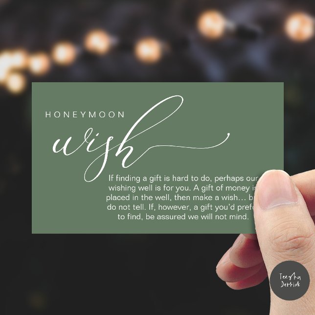 Honeymoon Wish Wishing Well, Fund, A Note On Gifts Enclosure Card (Honeymoon Fund Wishing Well, Wish, A Note On Gifts Enclosure Card in Sage Green)