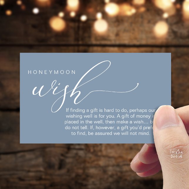 Honeymoon Wish Wishing Well, Fund, A Note On Gifts Enclosure Card (Honeymoon Fund Wishing Well, Wish, A Note On Gifts Enclosure Card in Dusty Blue)