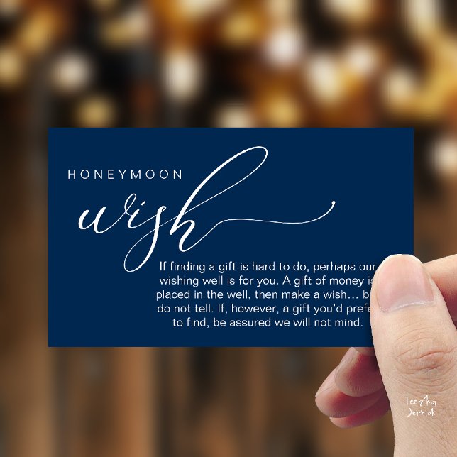 Honeymoon Wish Wishing Well, Fund, A Note On Gifts Enclosure Card (Honeymoon Fund Wishing Well, Wish, A Note On Gifts Enclosure Card in Navy Blue)