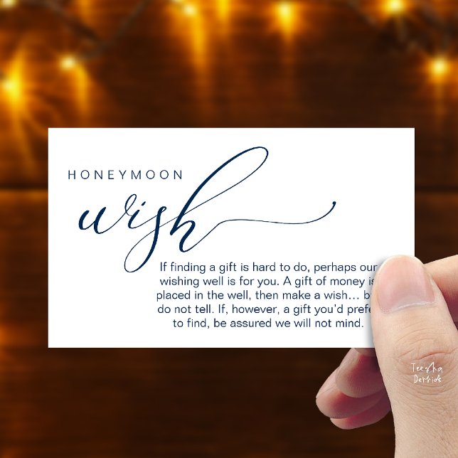 Honeymoon Wish Wishing Well, Fund, A Note On Gifts Enclosure Card (Honeymoon Fund Wishing Well, Wish, A Note On Gifts Enclosure Card in Navy Blue)