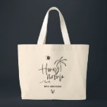 Honeymoonin palm tree wedding gift beach large tote bag<br><div class="desc">Modern,  hand lettered script calligraphy to let everyone know this isn't just a holiday. This is your honeymoon. Part of a collection. Change the colour to customise.</div>