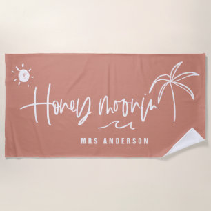 Honeymoonin' palm tree wedding gift beach towel