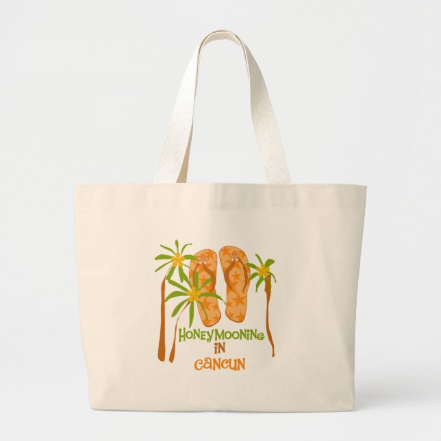 Honeymooning in Cancun Large Tote Bag (Front)