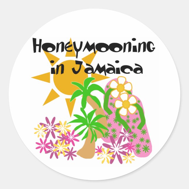 Honeymooning in Jamaica Classic Round Sticker (Front)