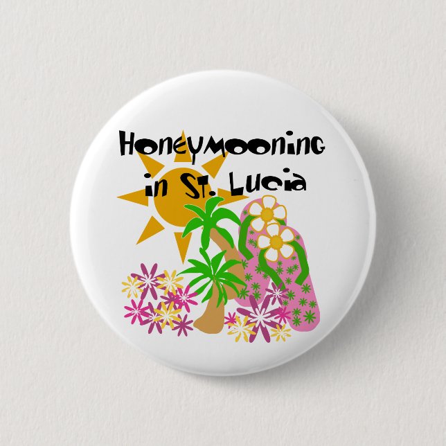 Honeymooning in St. Lucia 6 Cm Round Badge (Front)