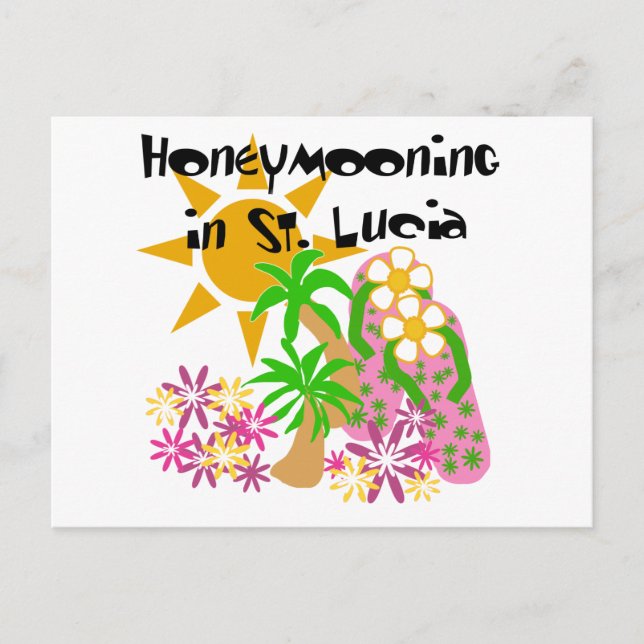 Honeymooning in St. Lucia Postcard (Front)