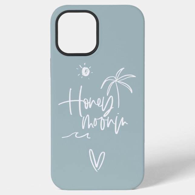 Honeymooning palm tree wedding gift beach iPhone case (Back)